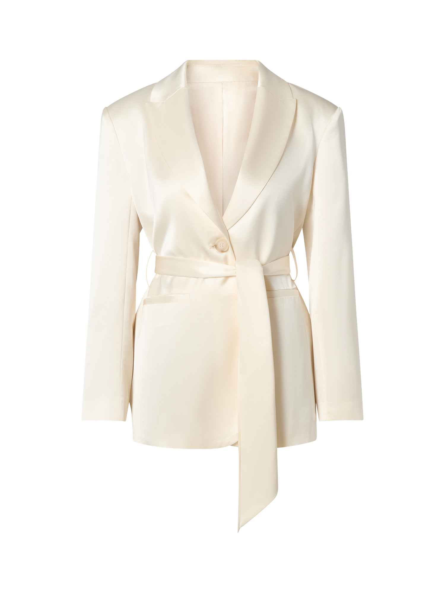 Product image 5 of 5, which shows Malina Liv Satin Wrap Blazer, Vanilla, 8