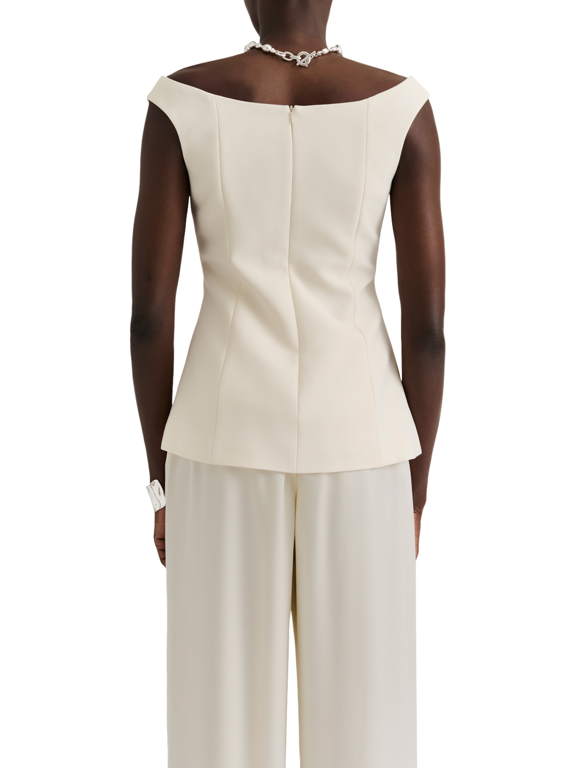 Product image 2 of 5, which shows Malina Diora Off Shoulder Boat Neck Blouse, Vanilla, 8