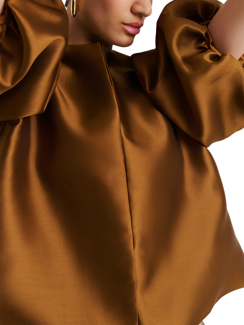 Product image 3 of 4, which shows Malina Cleo Short Puff Sleeve Blouse, Amber, XS