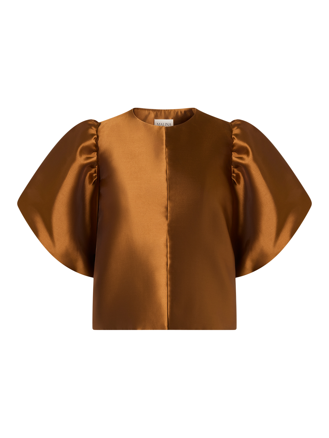 Product image 4 of 4, which shows Malina Cleo Short Puff Sleeve Blouse, Amber, XS