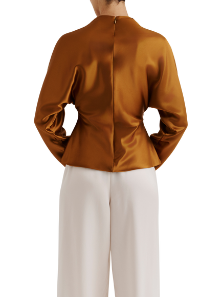 Malina Zora Satin Bouse, Amber - view 2, Amber