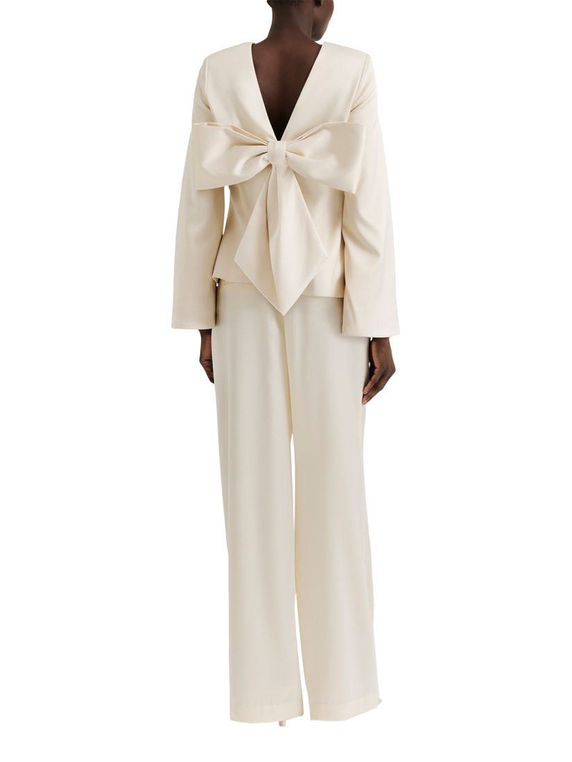 Product image 2 of 5, which shows Malina Elna Bow Blouse, Vanilla, 8