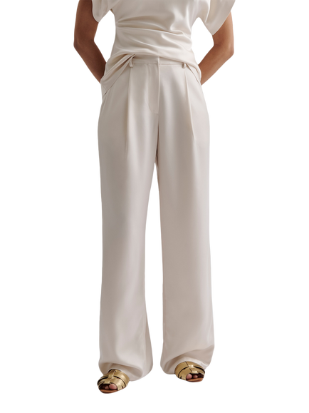 Malina Sarah Satin Trousers, Vanilla, Vanilla