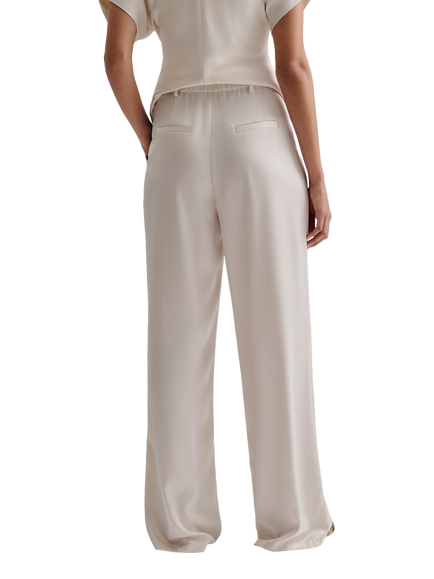 Malina Sarah Satin Trousers, Vanilla - view 2, Vanilla