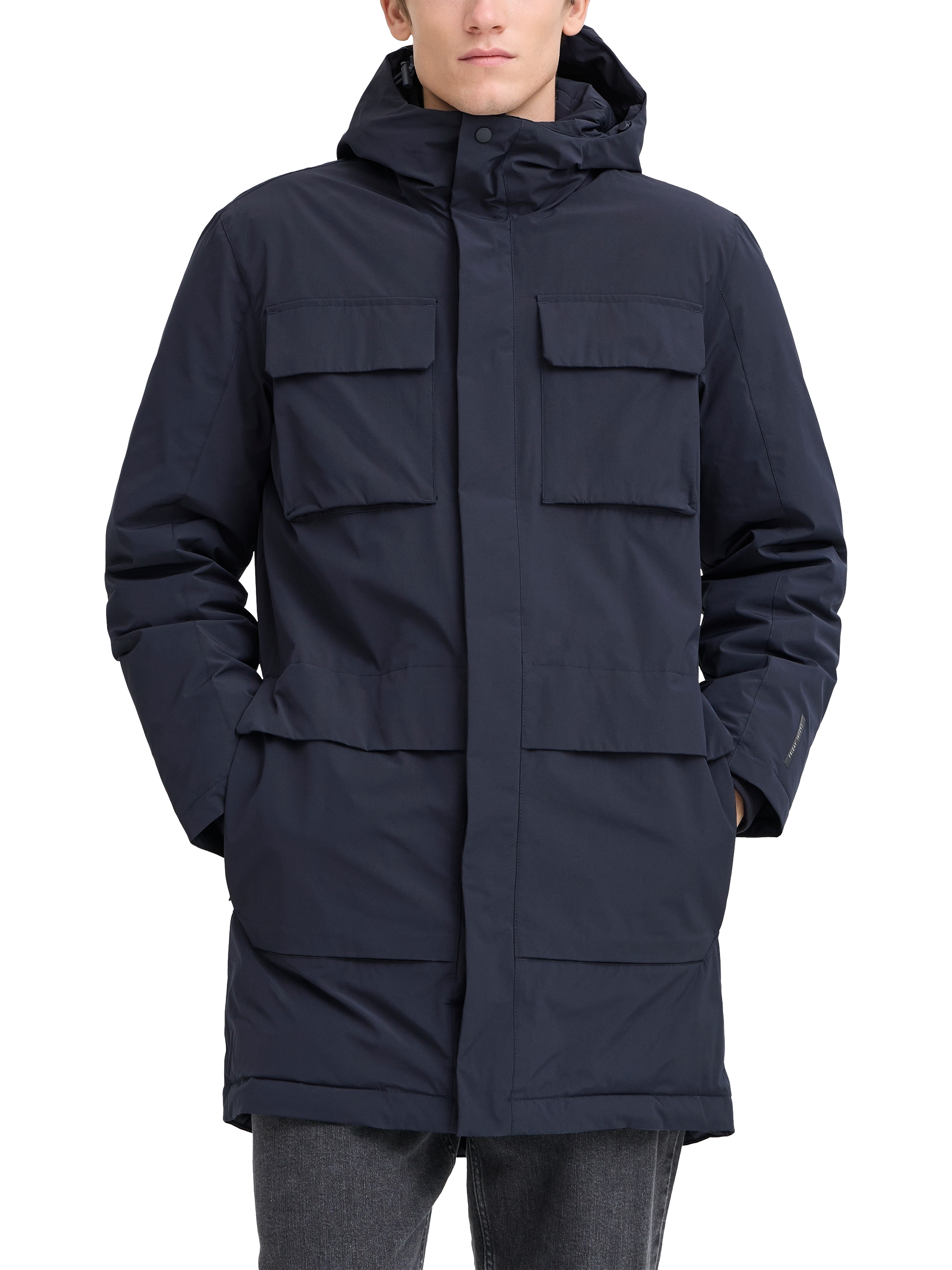 Product image 1 of 7, which shows Casual Friday Klint Longline Padded Parka Coat, Dark Navy, M