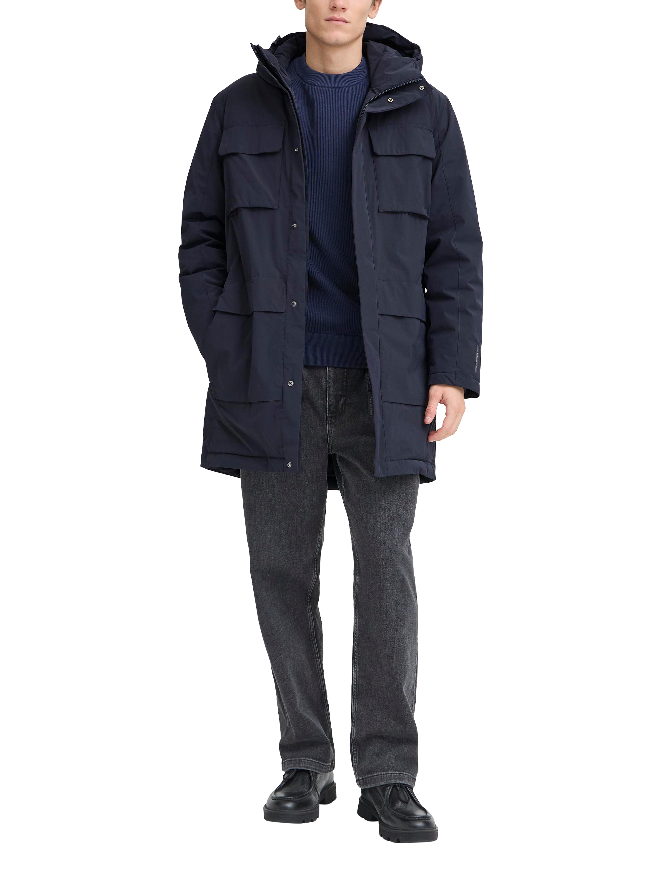 Product image 3 of 7, which shows Casual Friday Klint Longline Padded Parka Coat, Dark Navy, M