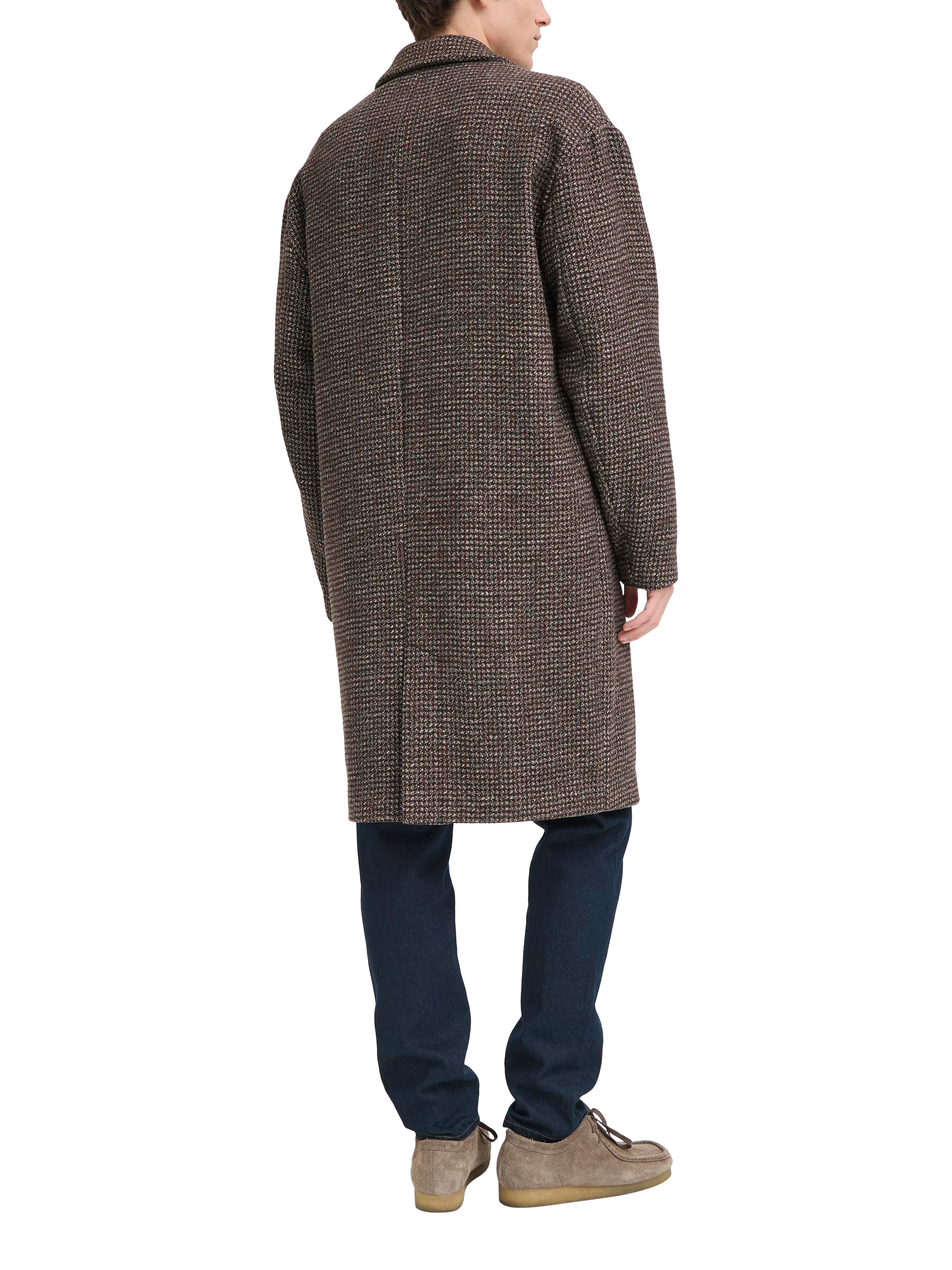Product image 2 of 7, which shows Casual Friday Fridolf Houndstooth Wool Blend Coat, Demitasse, XXL