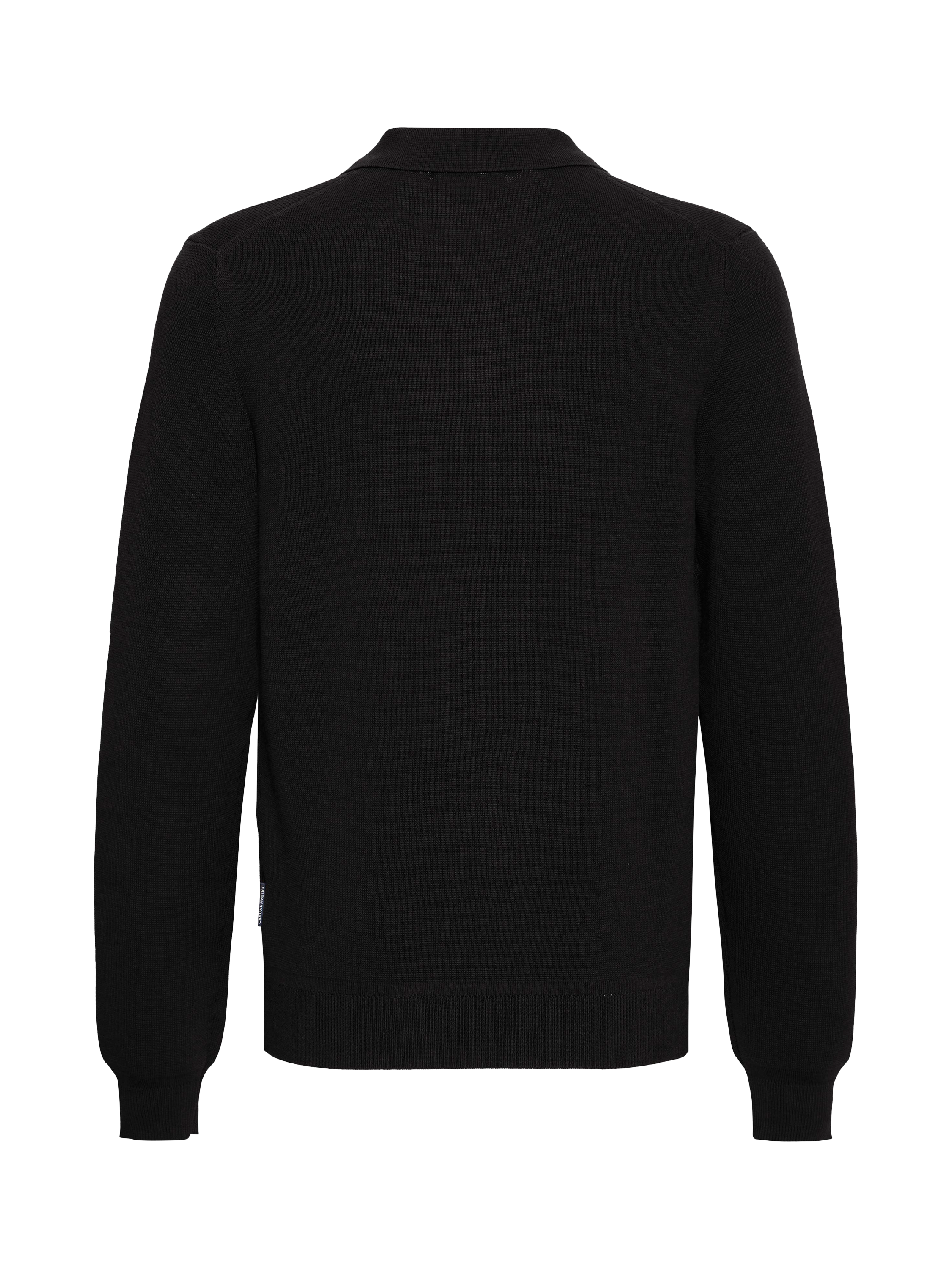 Casual Friday Abel Milano Long Sleeve Knitted Polo Jumper, Black