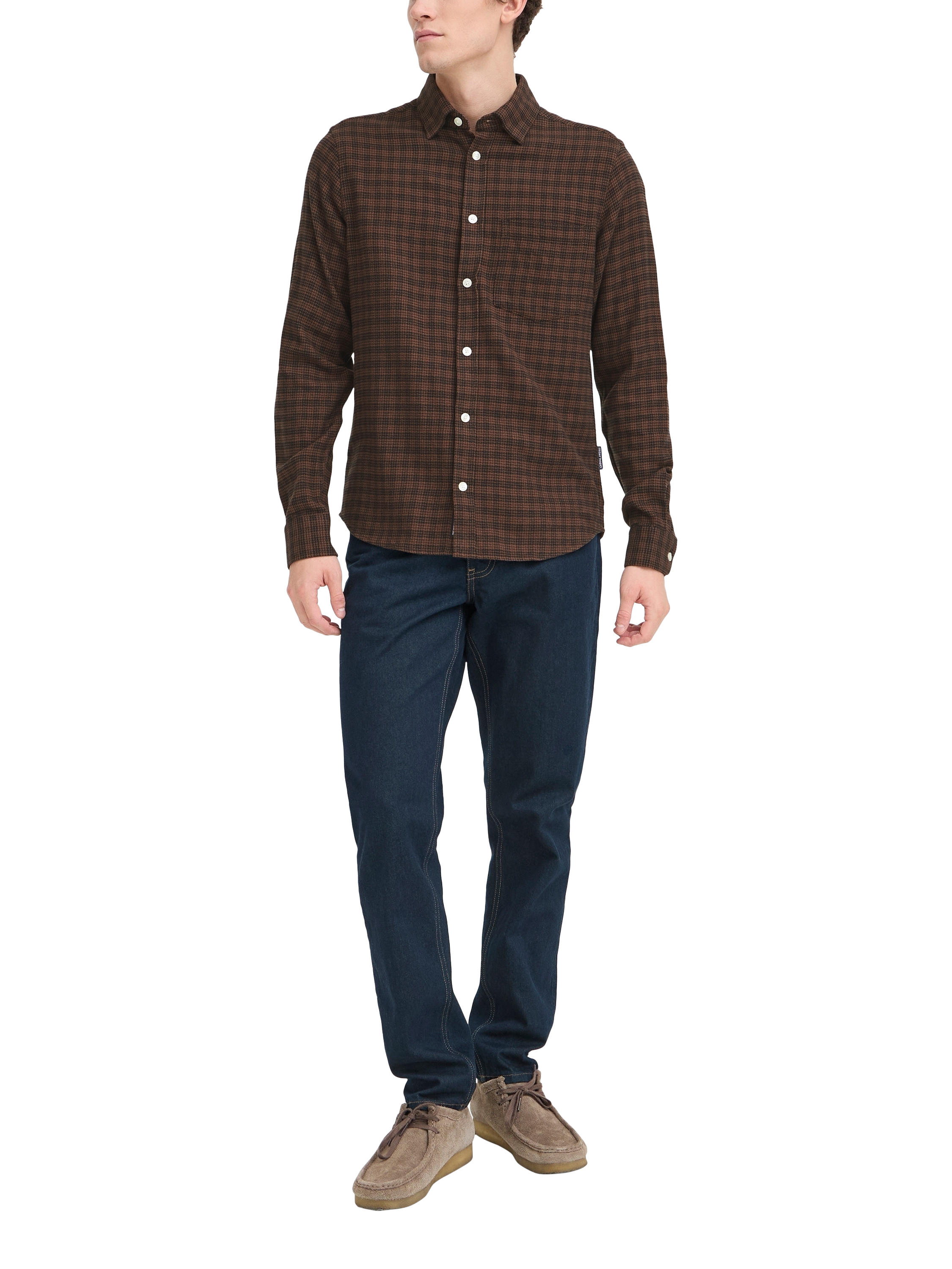 Product image 3 of 7, which shows Casual Friday Benedict Cotton Regular Fit Check Shirt, Brown/Multi, XXL
