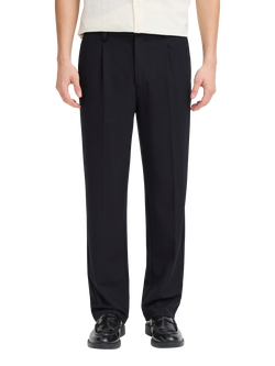 Casual Friday Pierce Loose Fit Pleated Trousers, Black Beauty, Black Beauty