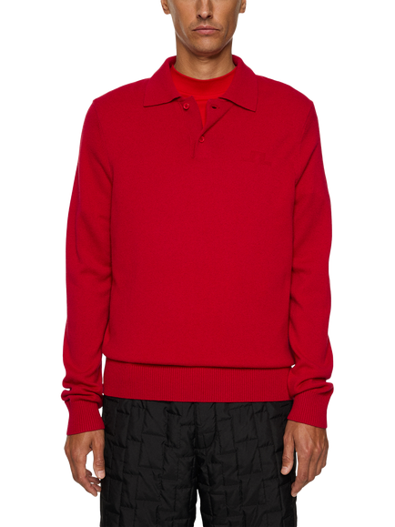 J.Lindeberg Edgar Wool Blend Polo Jumper, Barbados Cherry