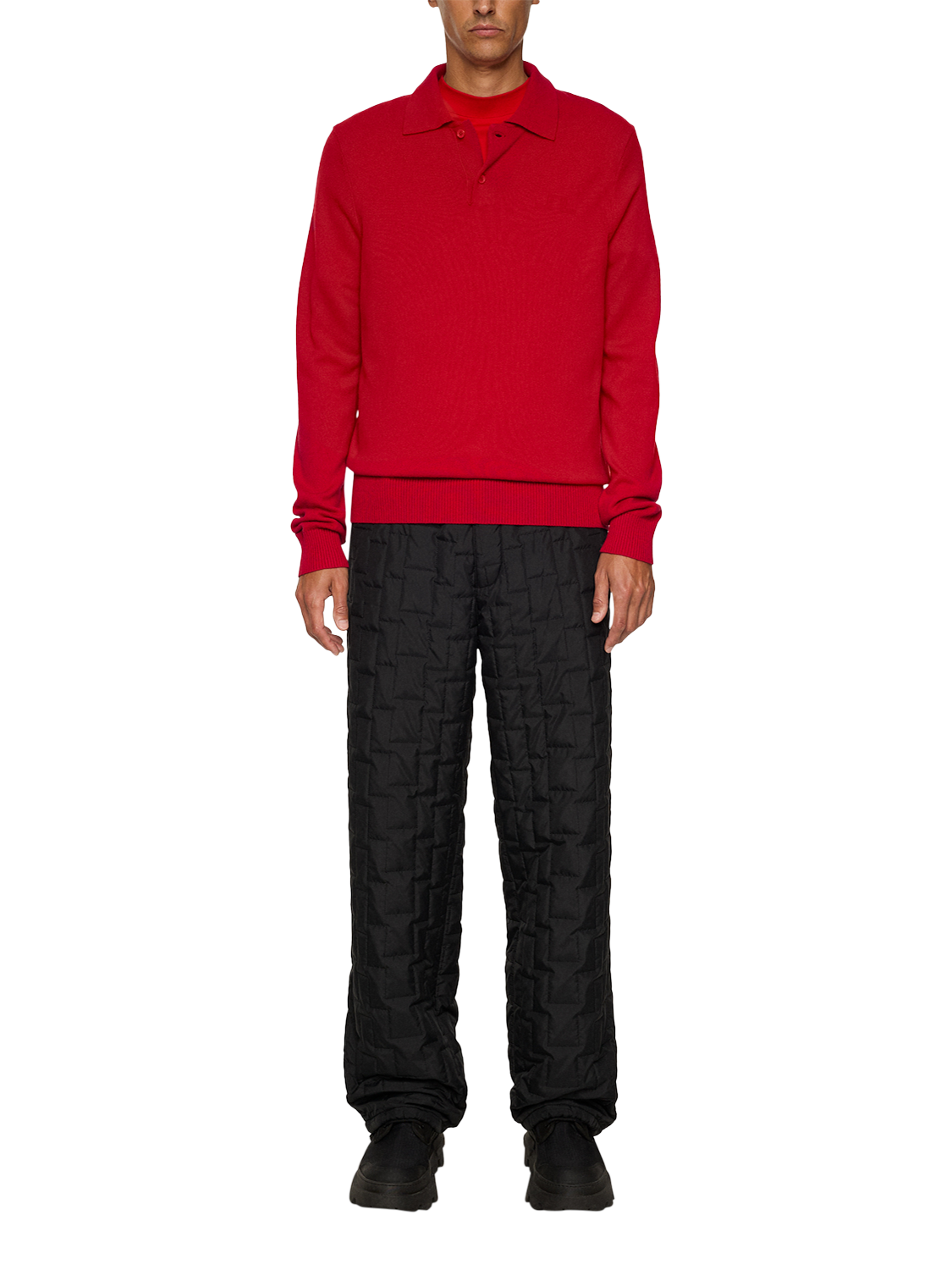 Product image 3 of 5, which shows J.Lindeberg Edgar Wool Blend Polo Jumper, Barbados Cherry, S