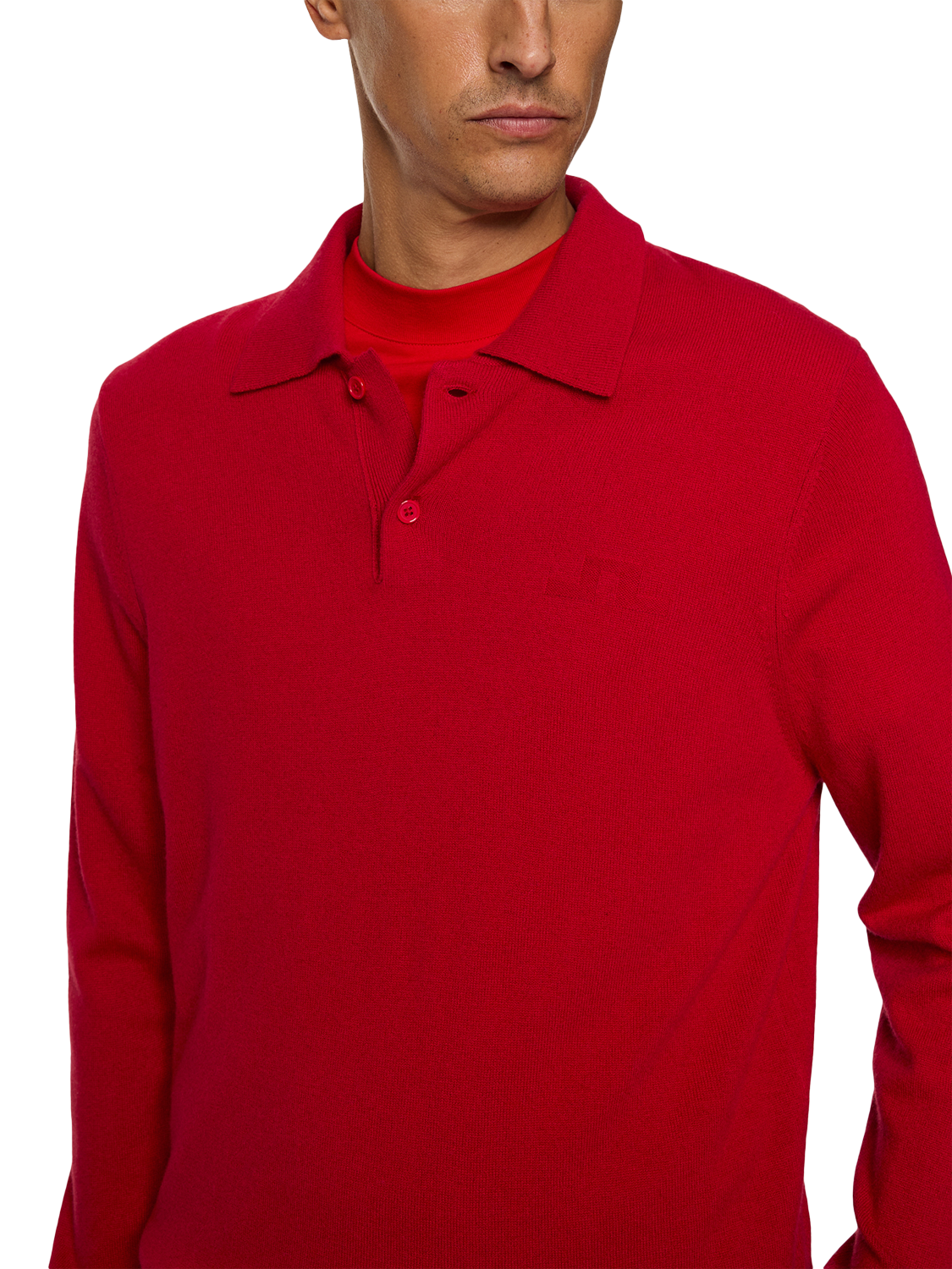 Product image 4 of 5, which shows J.Lindeberg Edgar Wool Blend Polo Jumper, Barbados Cherry, S
