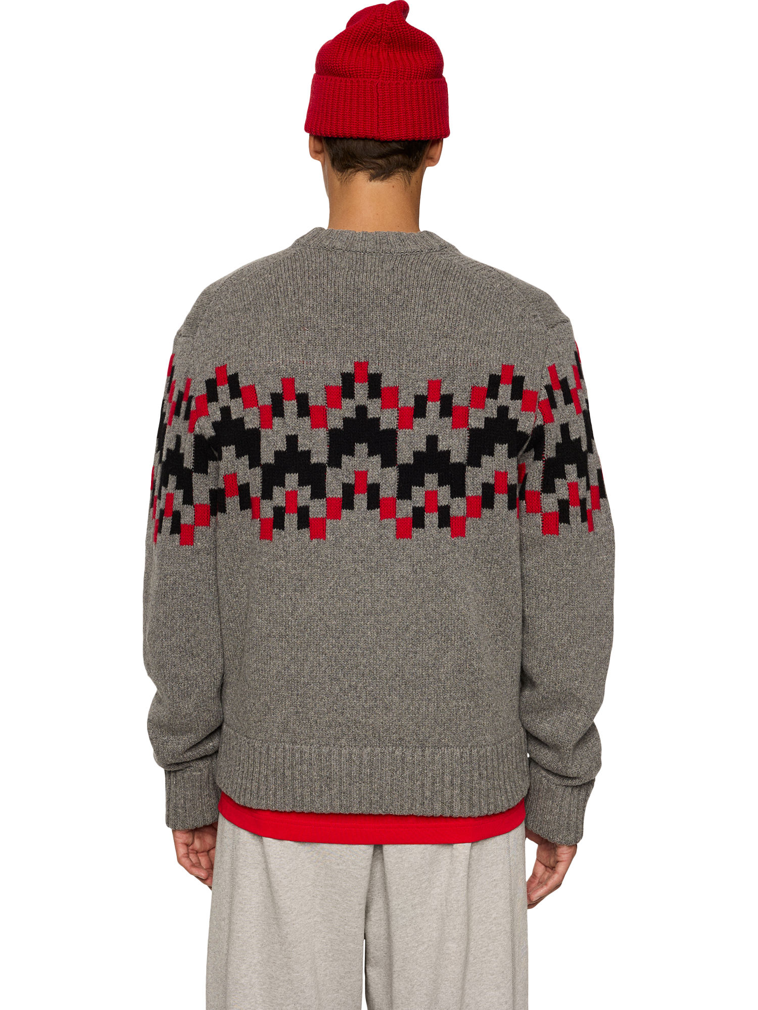 Product image 2 of 5, which shows J.Lindeberg Faris Fair Isle Wool Jumper, Medium Grey Melange, L