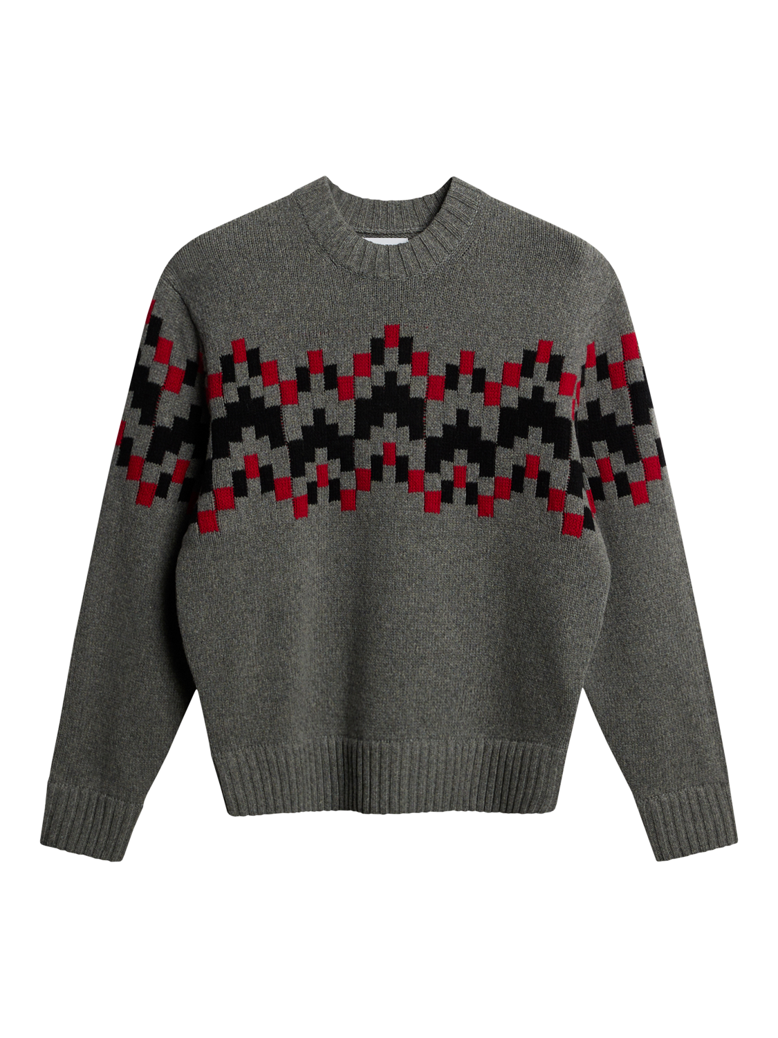 Product image 5 of 5, which shows J.Lindeberg Faris Fair Isle Wool Jumper, Medium Grey Melange, L