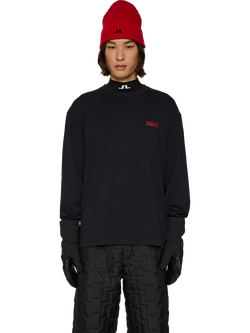 J.Lindeberg Walsh Cotton Regular Fit Long Sleeve Graphic T-Shirt, Black, Black