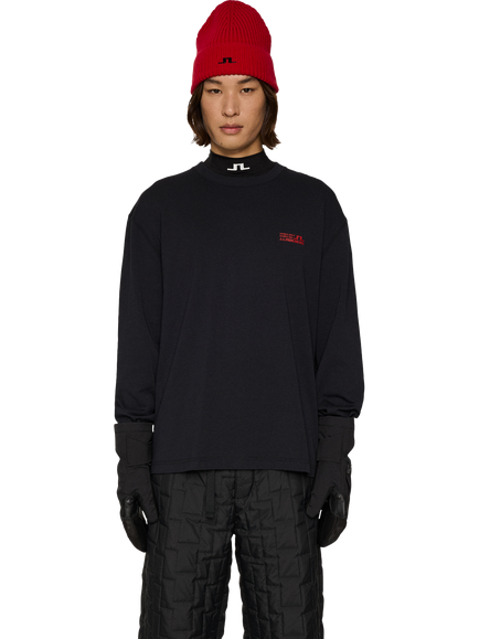J.Lindeberg Walsh Cotton Regular Fit Long Sleeve Graphic T-Shirt, Black, Black
