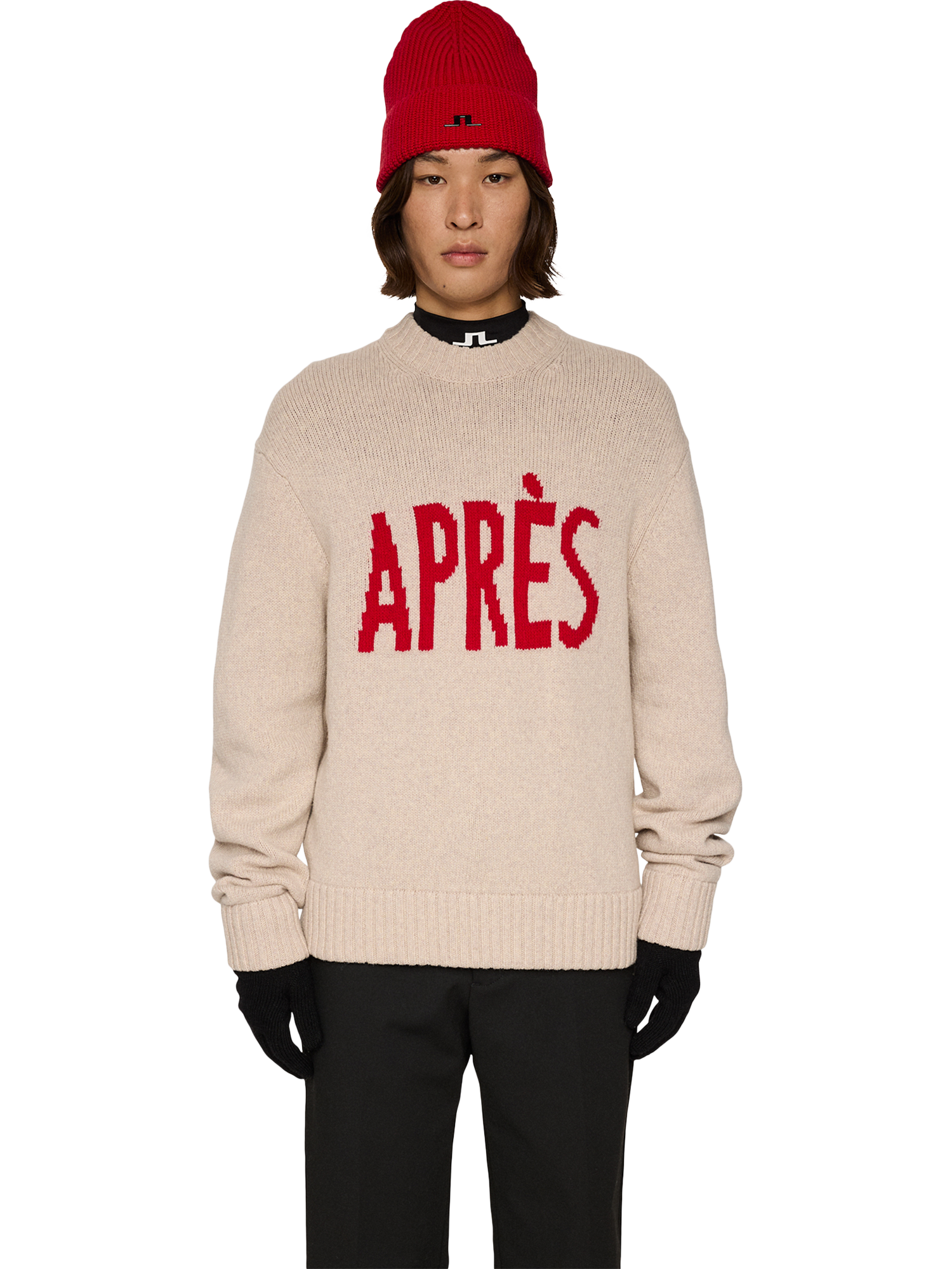 Product image 1 of 5, which shows J.Lindeberg Fabian Wool Apres Jumper, Moonbeam, XXL