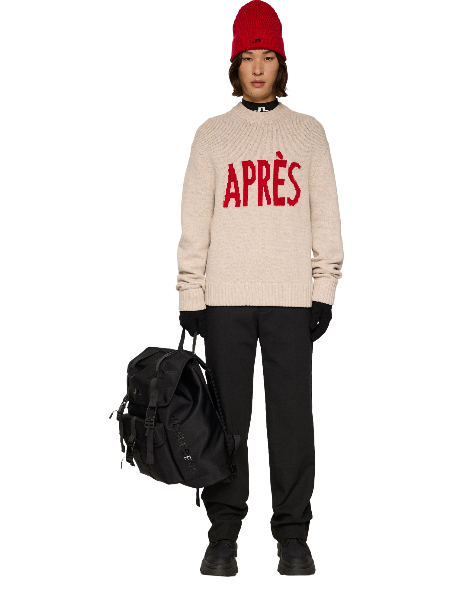 Product image 3 of 5, which shows J.Lindeberg Fabian Wool Apres Jumper, Moonbeam, XXL