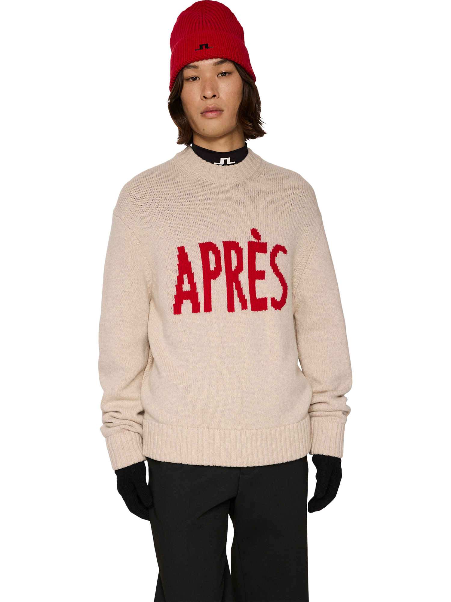 Product image 4 of 5, which shows J.Lindeberg Fabian Wool Apres Jumper, Moonbeam, XXL