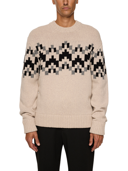 J.Lindeberg Faris Fair Isle Wool Jumper, Moonbeam