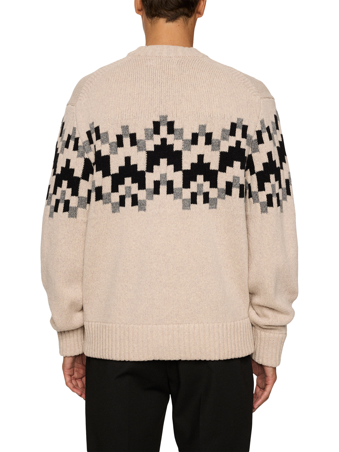 Product image 2 of 5, which shows J.Lindeberg Faris Fair Isle Wool Jumper, Moonbeam, M
