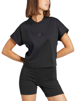 adidas Women's Cotton T-Shirt, Black, Black