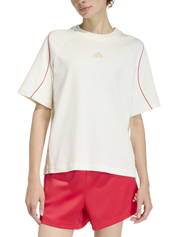 adidas Cotton Stadium 3-Stripes T-Shirt, White, White