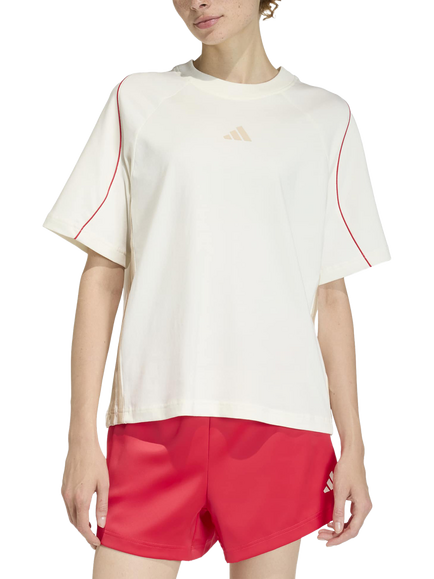 adidas Cotton Stadium 3-Stripes T-Shirt, White, White