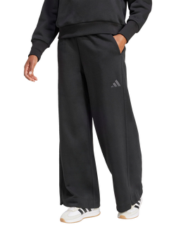 adidas Fleece Wide Leg Joggers, Black, Black
