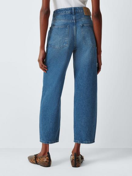 AND/OR Mid Rise Barrel Leg Cropped Jeans - view 2, Mid Wash Blue