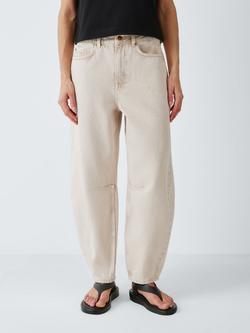 AND/OR Mid Rise Barrel Leg Jeans, Ecru Brown Overdye