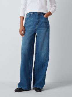 AND/OR Wide Leg Seam Detail Jeans, Mid Wash Blue