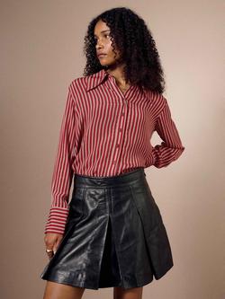 Brora Stripe Boyfriend Shirt, Ruby, Ruby