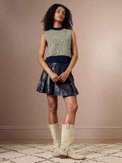 Brora Marled Pure Wool Tank Top, Navy/Moss - view 2, Navy/Moss