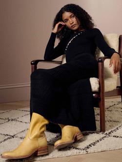 Brora Sheer Panel Knitted Midi Skirt, Black - view 2, Black