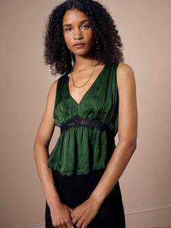 Brora Lace Trim Satin Camisole Top, Ivy, Ivy