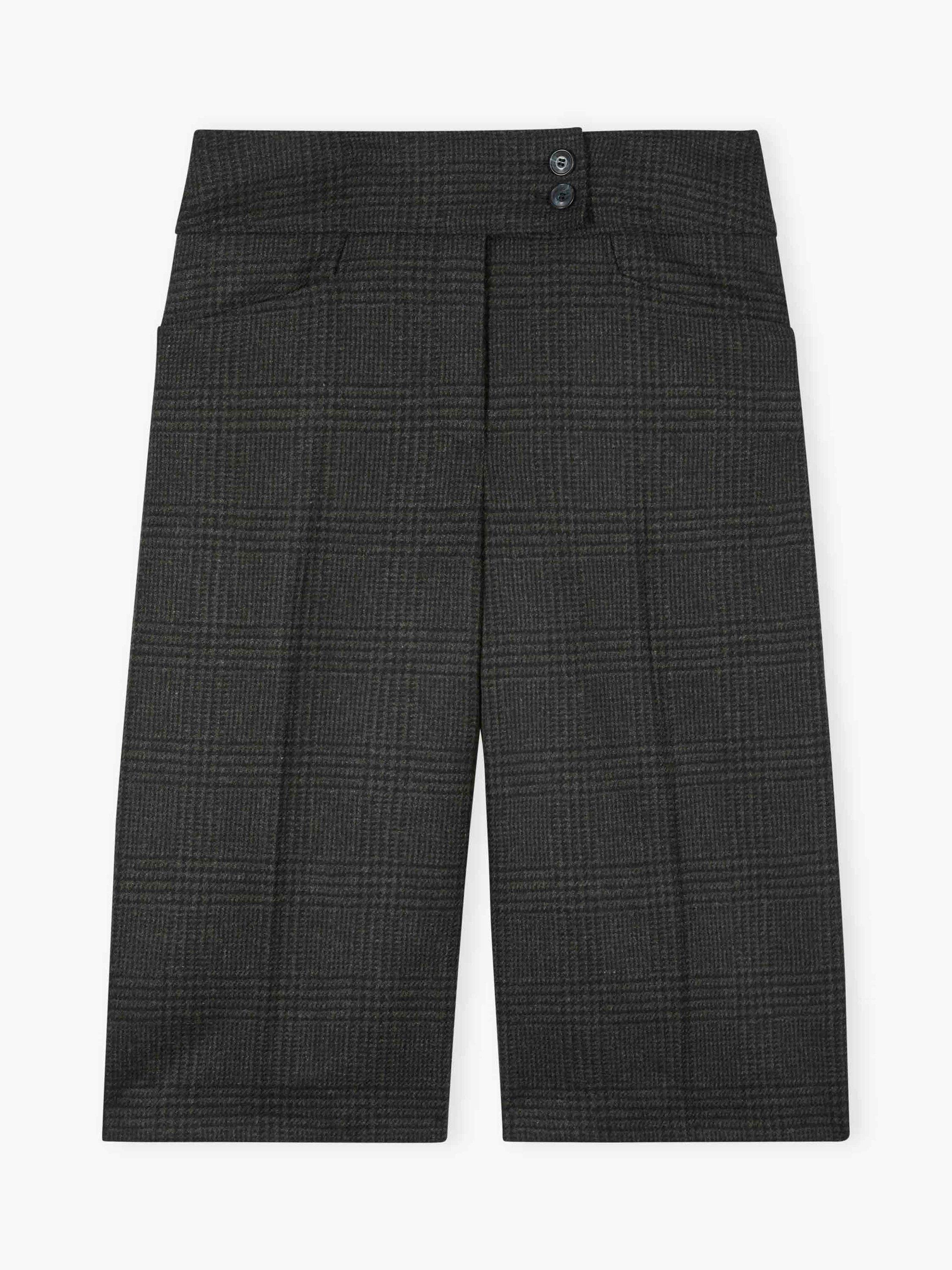 Product image 5 of 5, which shows Brora Check Pure Wool Tailored Shorts, Lead, 6
