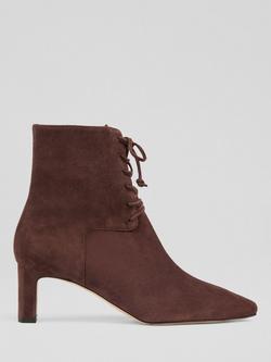 L.K.Bennett Betty Suede Lace Up Boots, Chocolate