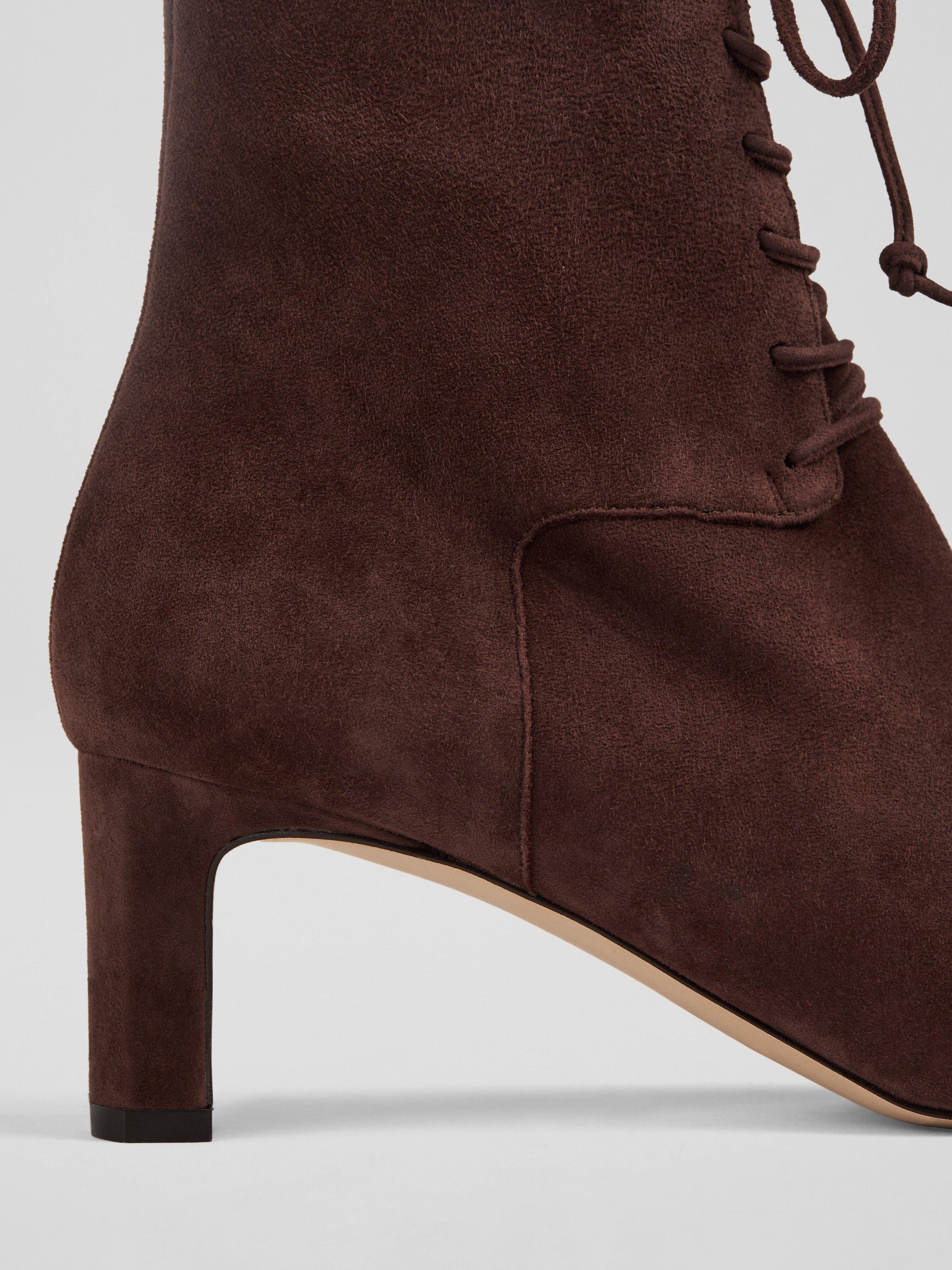 Product image 2 of 3, which shows L.K.Bennett Betty Suede Lace Up Boots, Chocolate, 2