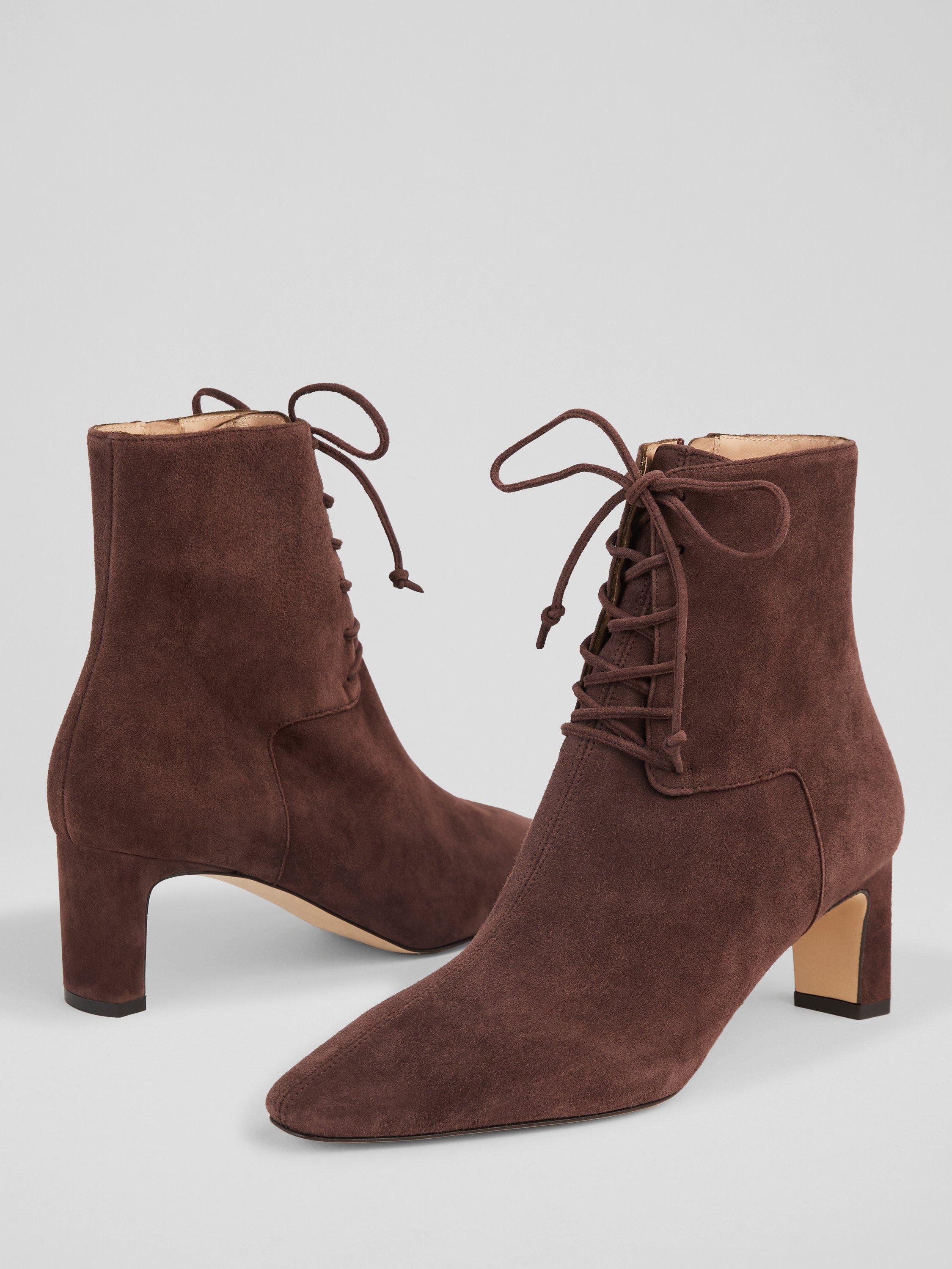 Product image 3 of 3, which shows L.K.Bennett Betty Suede Lace Up Boots, Chocolate, 2