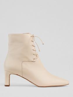 L.K.Bennett Betty Leather Lace Up Boots, Ecru