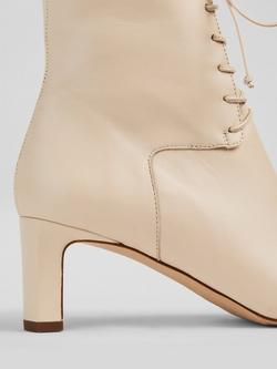 L.K.Bennett Betty Leather Lace Up Boots - view 2, Ecru