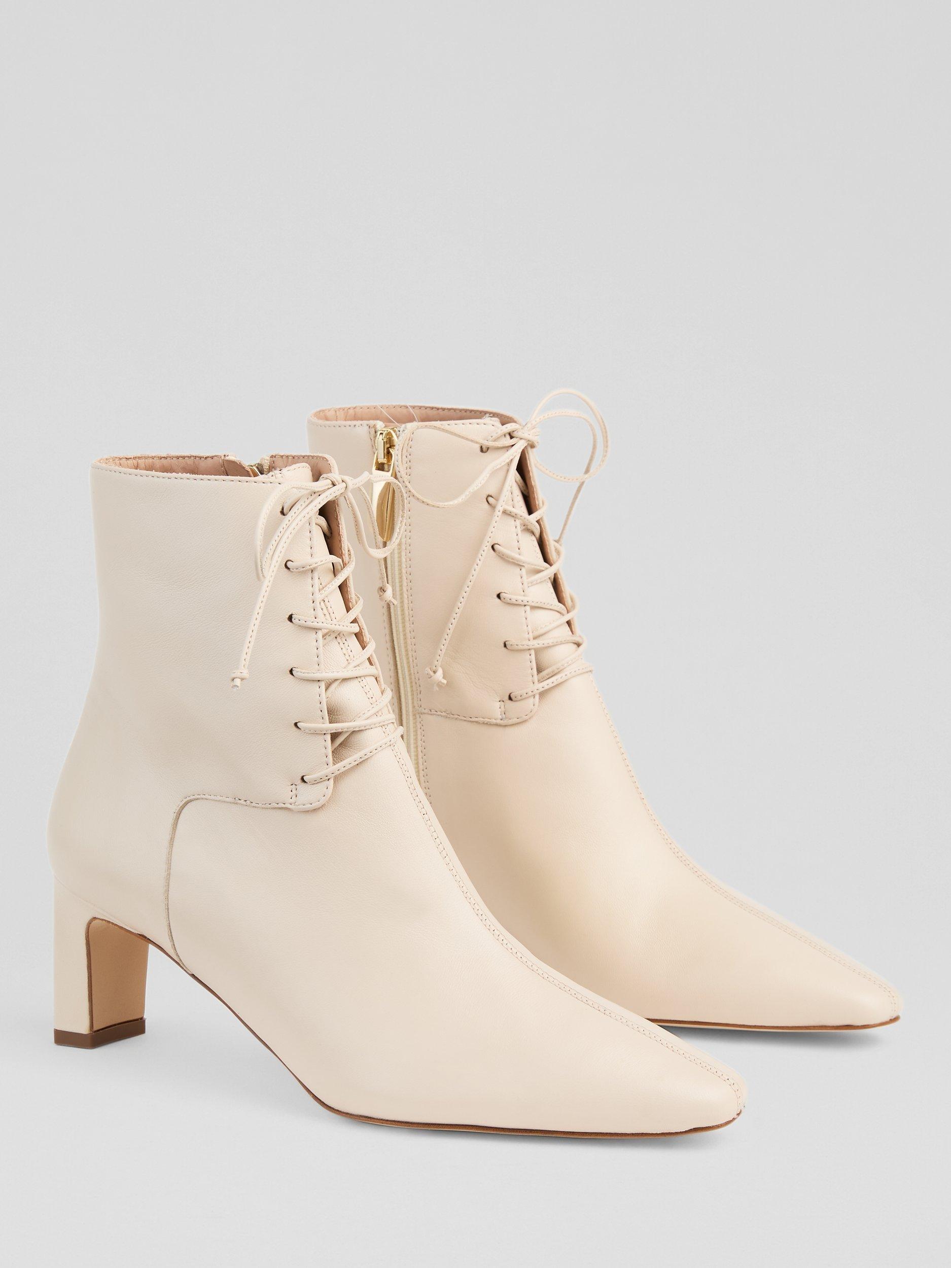 Product image 3 of 4, which shows L.K.Bennett Betty Leather Lace Up Boots, Ecru, 2