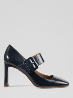 L.K.Bennett Phoebe Leather Block Heel Mary Jane Court Shoes, Navy