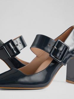 L.K.Bennett Phoebe Leather Block Heel Mary Jane Court Shoes - view 2, Navy