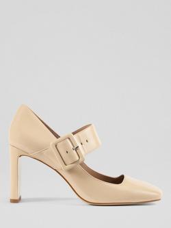 L.K.Bennett Phoebe Leather Block Heel Mary Jane Court Shoes, Buttercream