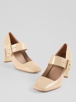 L.K.Bennett Phoebe Leather Block Heel Mary Jane Court Shoes - view 2, Buttercream