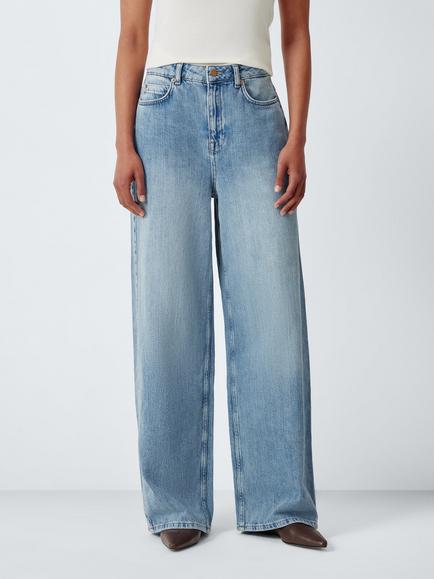 AND/OR Wide Leg Seam Detail Jeans, Vintage Blue Wash