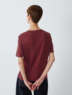 John Lewis Organic Cotton Short Sleeve Crew Neck T-Shirt - view 2, Burgundy